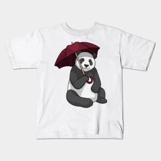 Panda at Rain with Umbrella Kids T-Shirt